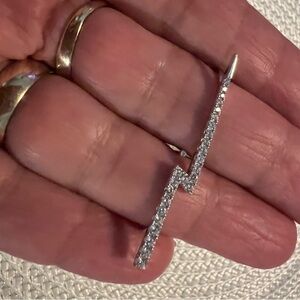 .925 Silver Lightning Bolt Double Ring